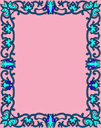 Teal Floral Vine Border Pink Rug
