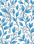 Blue Leafy Vine Pattern Rug
