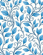 Blue Leafy Vine Pattern Rug