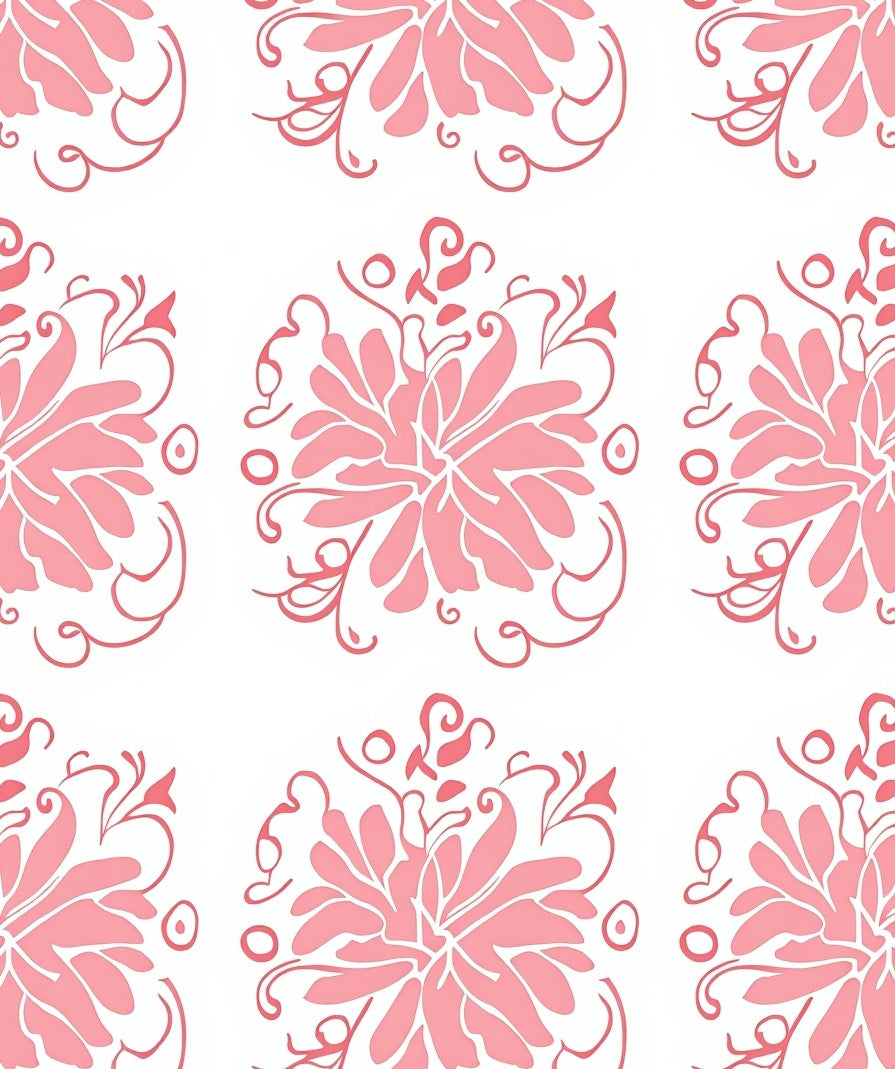 Pink Floral Swirl Pattern Rug