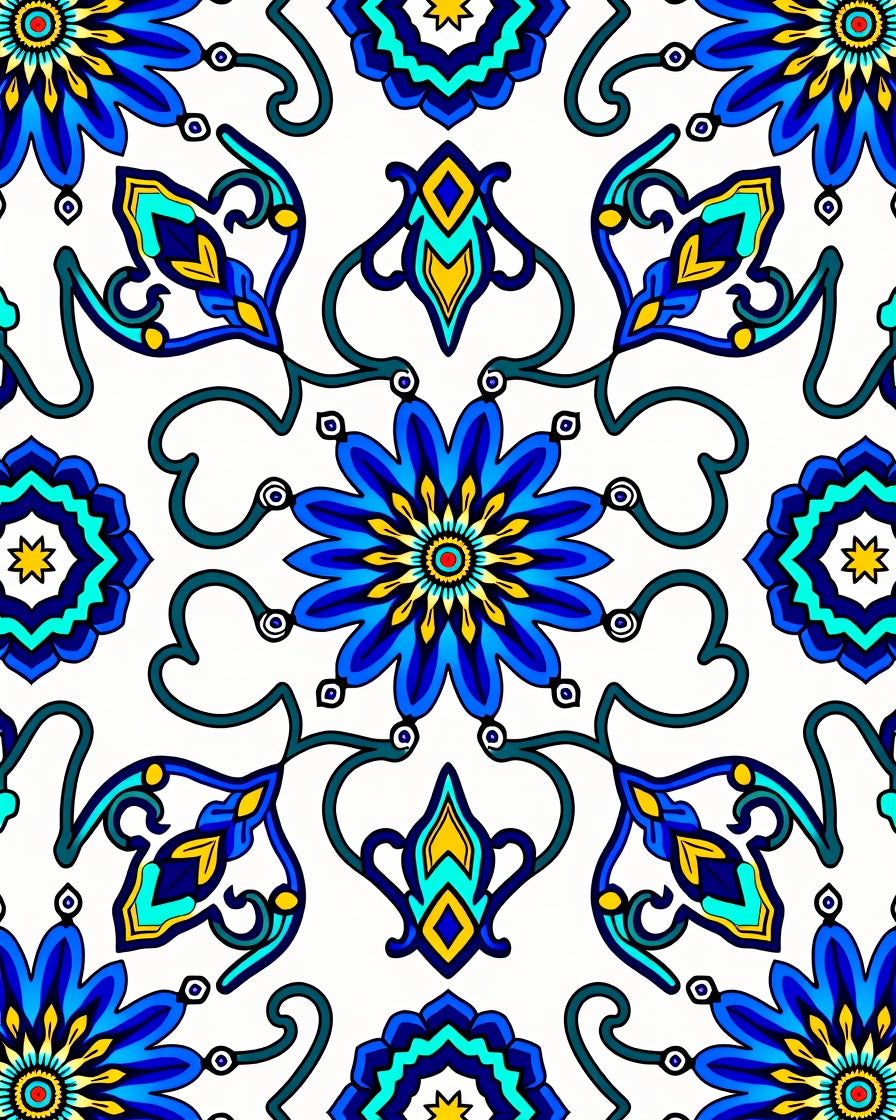 Intricate Floral Inspired Geometric Pattern Rug