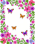 Whimsical Floral Butterfly Pattern Design Rug