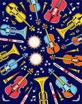 Musical Instruments Notes Pattern Rug