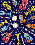 Musical Instruments Notes Pattern Rug