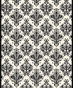 Black Cream Classic Floral Pattern Rug