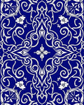 Intricate Blue White Floral Swirls Rug