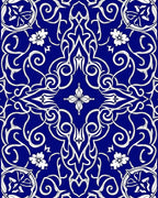 Intricate Blue White Floral Swirls Rug