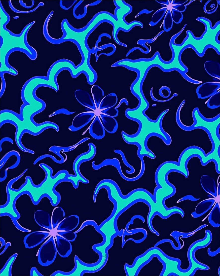 Abstract Floral Swirl Pattern Rug