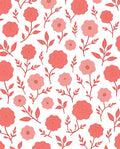 Coral Pink Blooming Flowers Pattern Rug