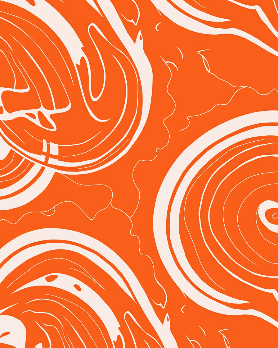 Fluid Orange White Swirl Pattern Rug