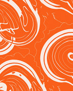 Fluid Orange White Swirl Pattern Rug