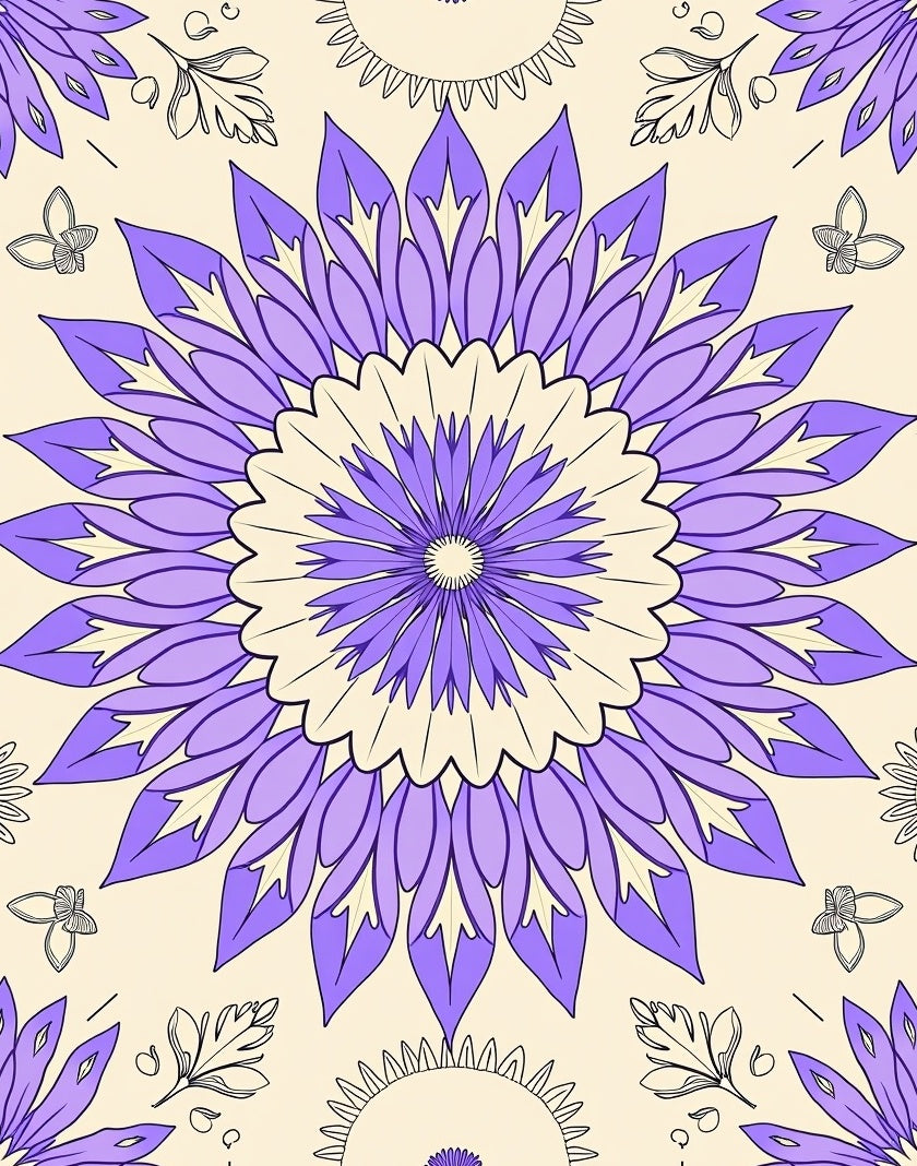 Purple Bloom Butterfly Motif Rug