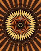 Golden Sunburst Wood Grain Mandala Rug