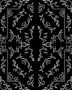Black and White Abstract Floral Symmetry Rug