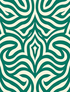Green Cream Swirl Abstract Pattern Rug