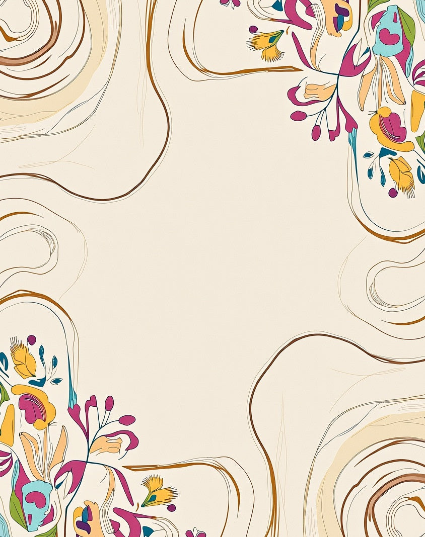 Whimsical Floral Abstract Swirl Design Rug