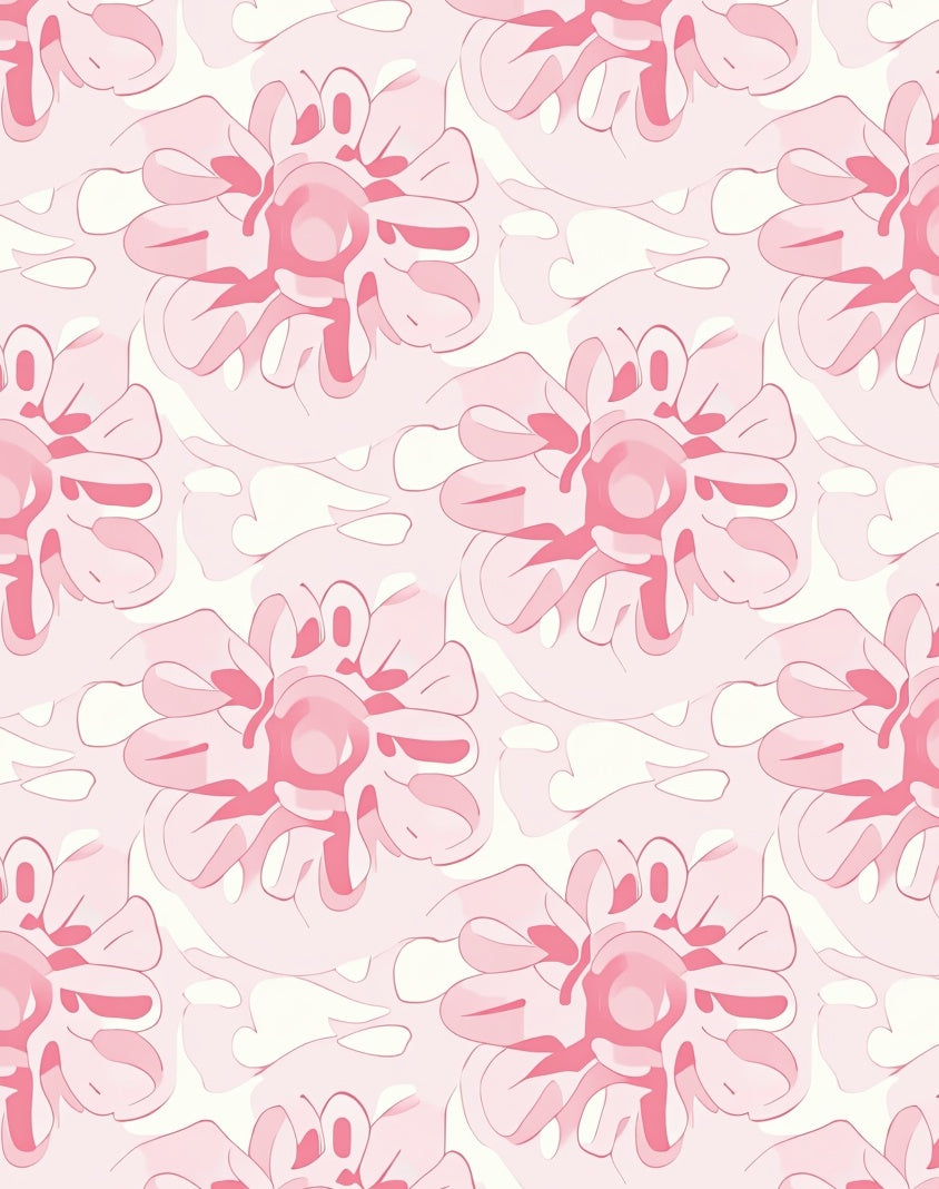 Gentle Pink Floral Abstract Pattern Rug