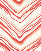 Abstract Red White Wave Pattern Rug