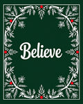 Green White Berry Pine Border Rug