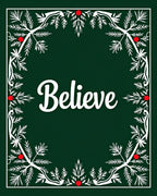 Green White Berry Pine Border Rug