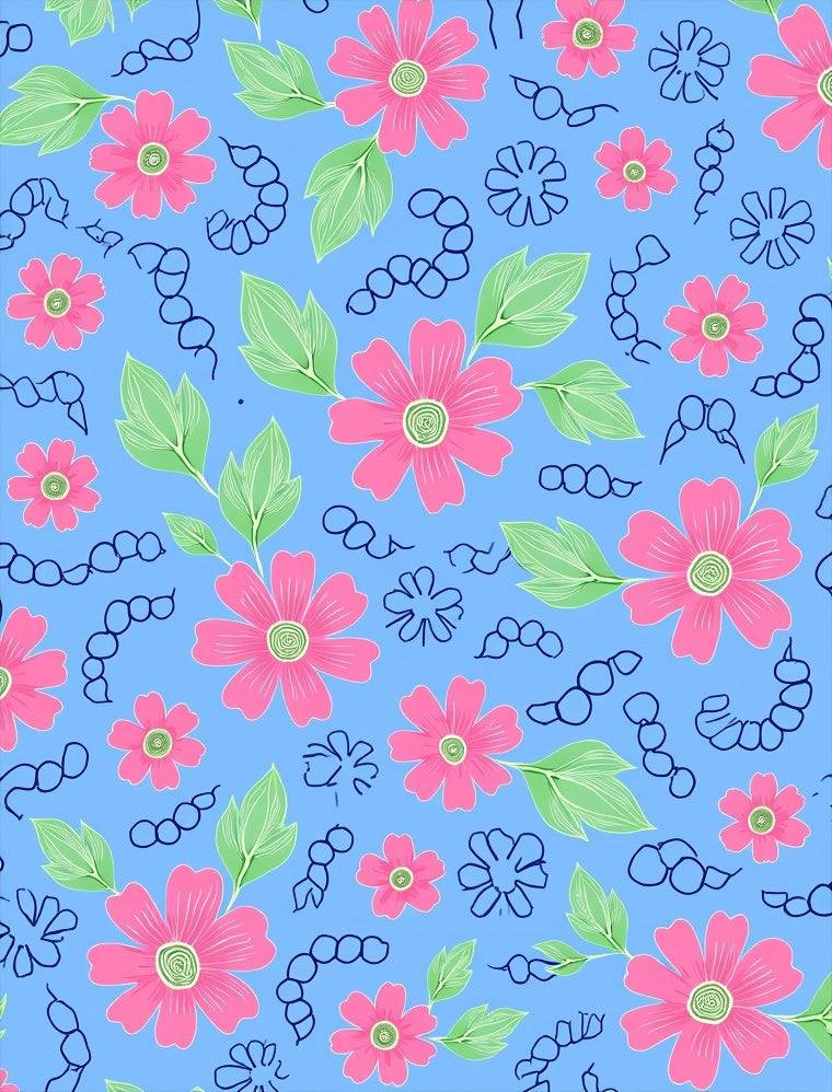 Pink Floral Leaf Pattern Rug