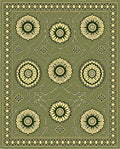 Olive Green Floral Medallion Border Rug