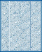 Blue Wavy Contour Layered Design Rug