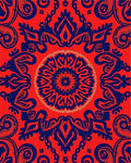 Ornate Red Blue Mandala Pattern Rug