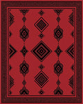 Geometric Red Black Diamond Pattern Rug