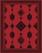 Geometric Red Black Diamond Pattern Rug
