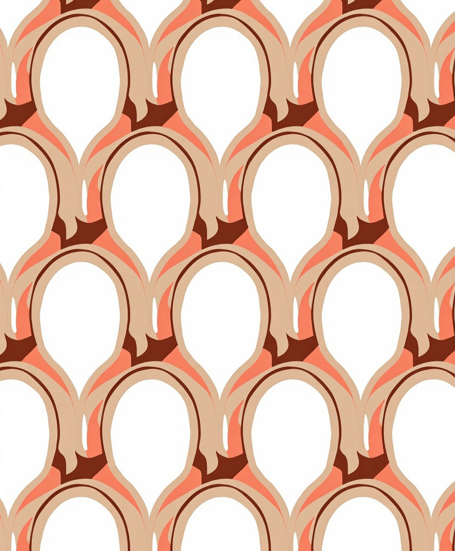 Retro Arc Pattern With Warm Tones Rug