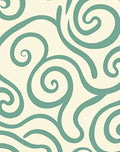 Cream Teal Swirl Abstract Rug