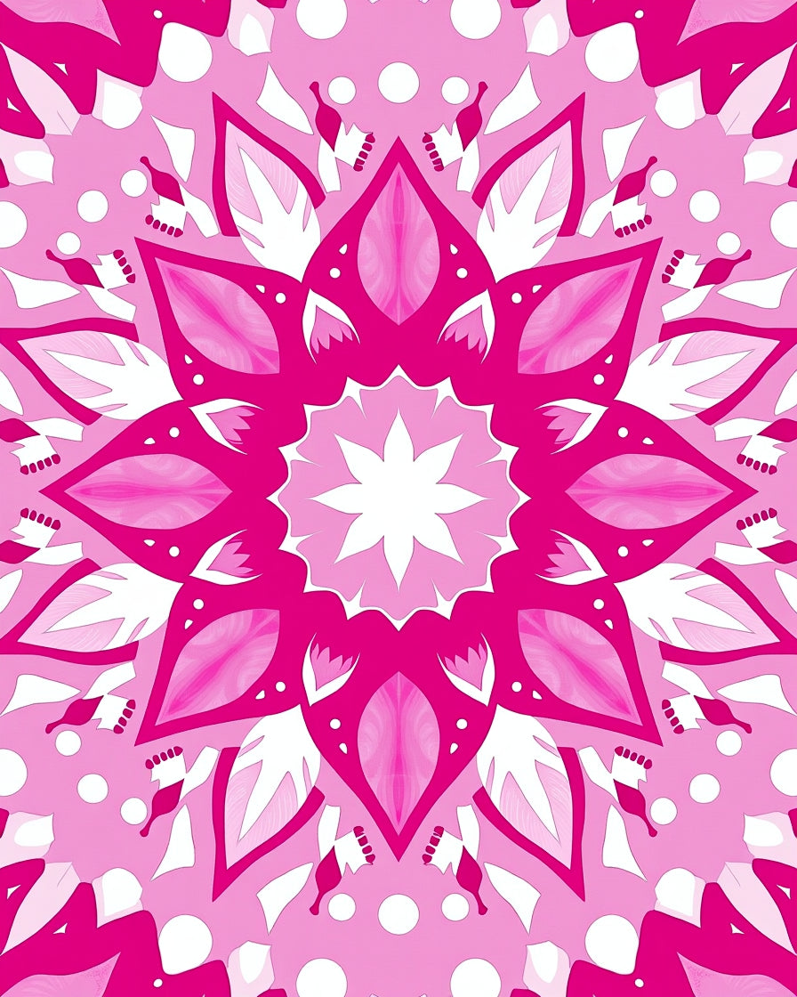 Vibrant Pink Floral Mandala Pattern Rug