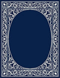 Ornate White Floral Navy Border Rug