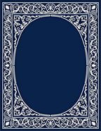 Ornate White Floral Navy Border Rug