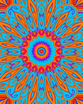 Vibrant Psychedelic Sunburst Mandala Design Rug