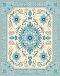 Cerulean Floral Scrollwork Ornament Rug