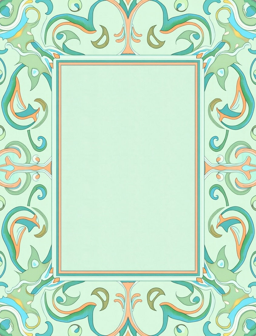 Serene Mint Green Floral Scroll Rug