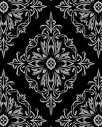 Classic Gray Floral Damask Pattern Rug