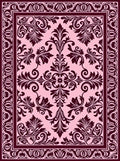 Dark Burgundy Floral Damask Pattern Rug
