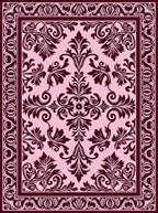 Dark Burgundy Floral Damask Pattern Rug