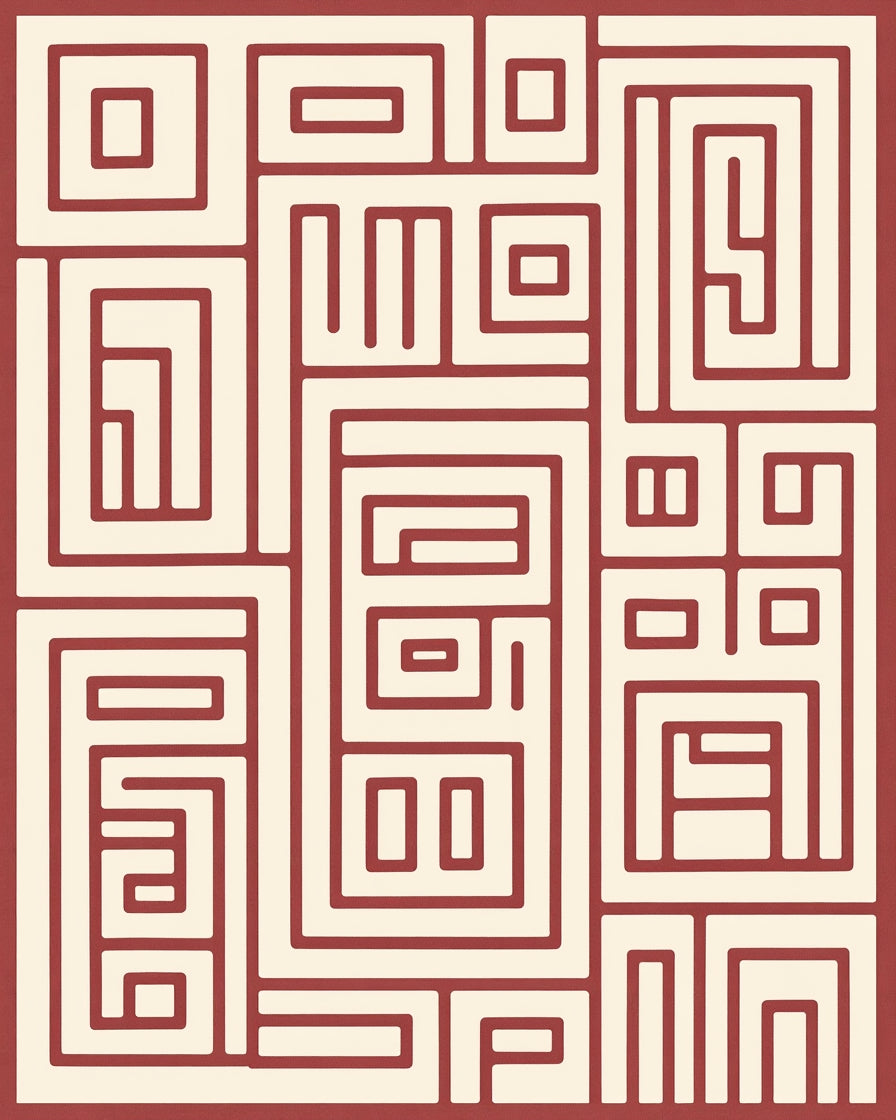 Abstract Geometric Maze Pattern Rug