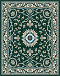Elegant Green Floral Lace Pattern Rug