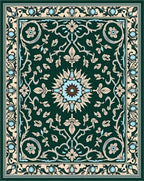 Elegant Green Floral Lace Pattern Rug