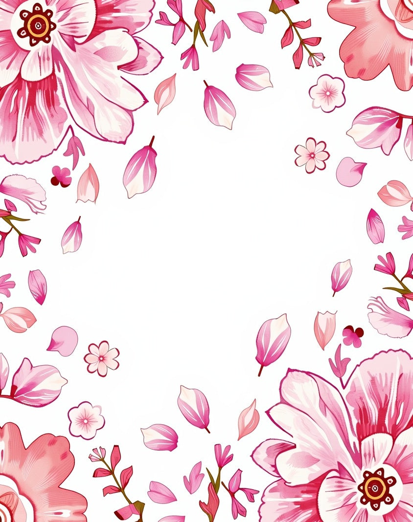 Pink Watercolor Floral Garden Design Rug