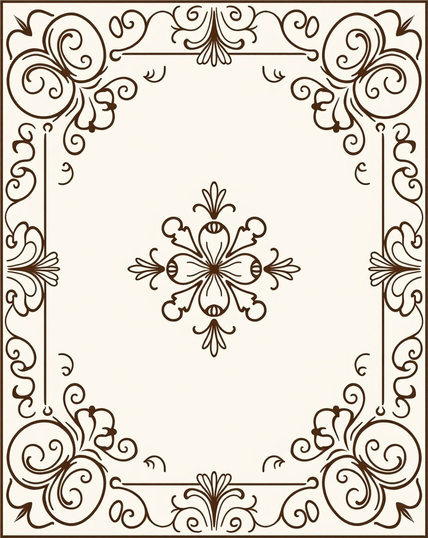 Elegant Floral Scrollwork Border Design Rug