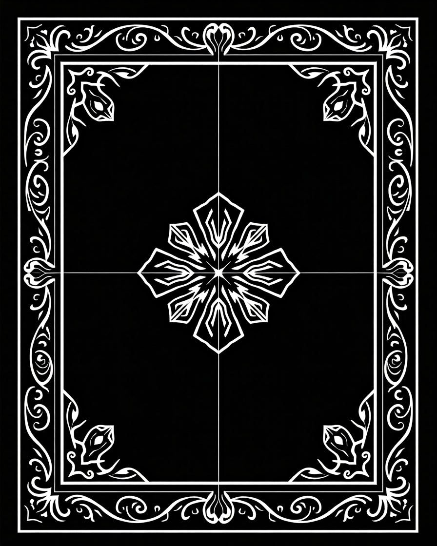 Ornate Black White Floral Medallion Rug