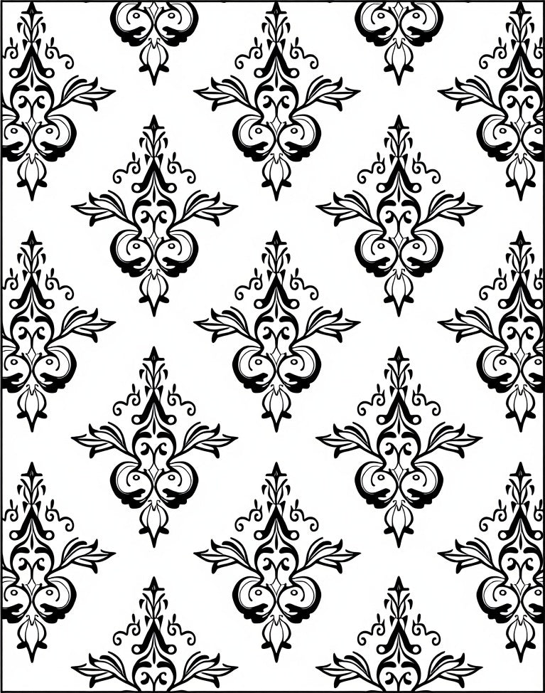 Classic Damask Accented Ornate Pattern Rug