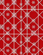 Red and White Snowflake Geometric Rug