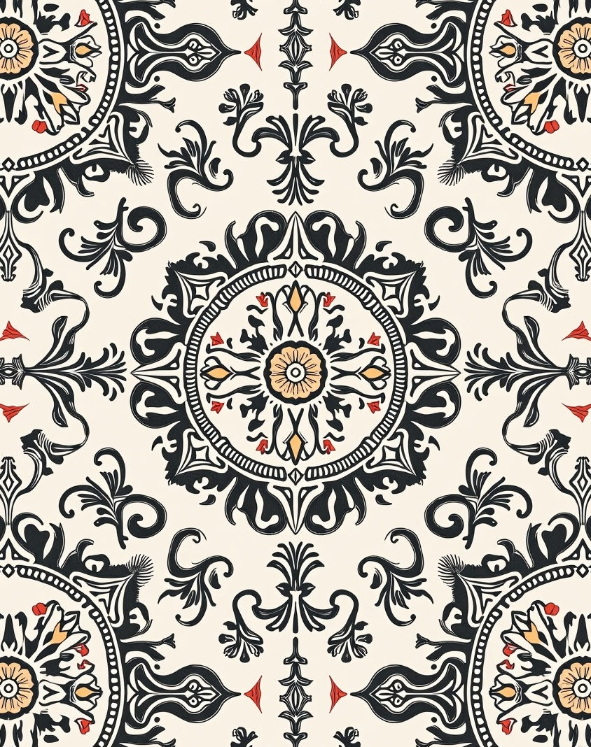 Intricate Floral Mandala Pattern Rug